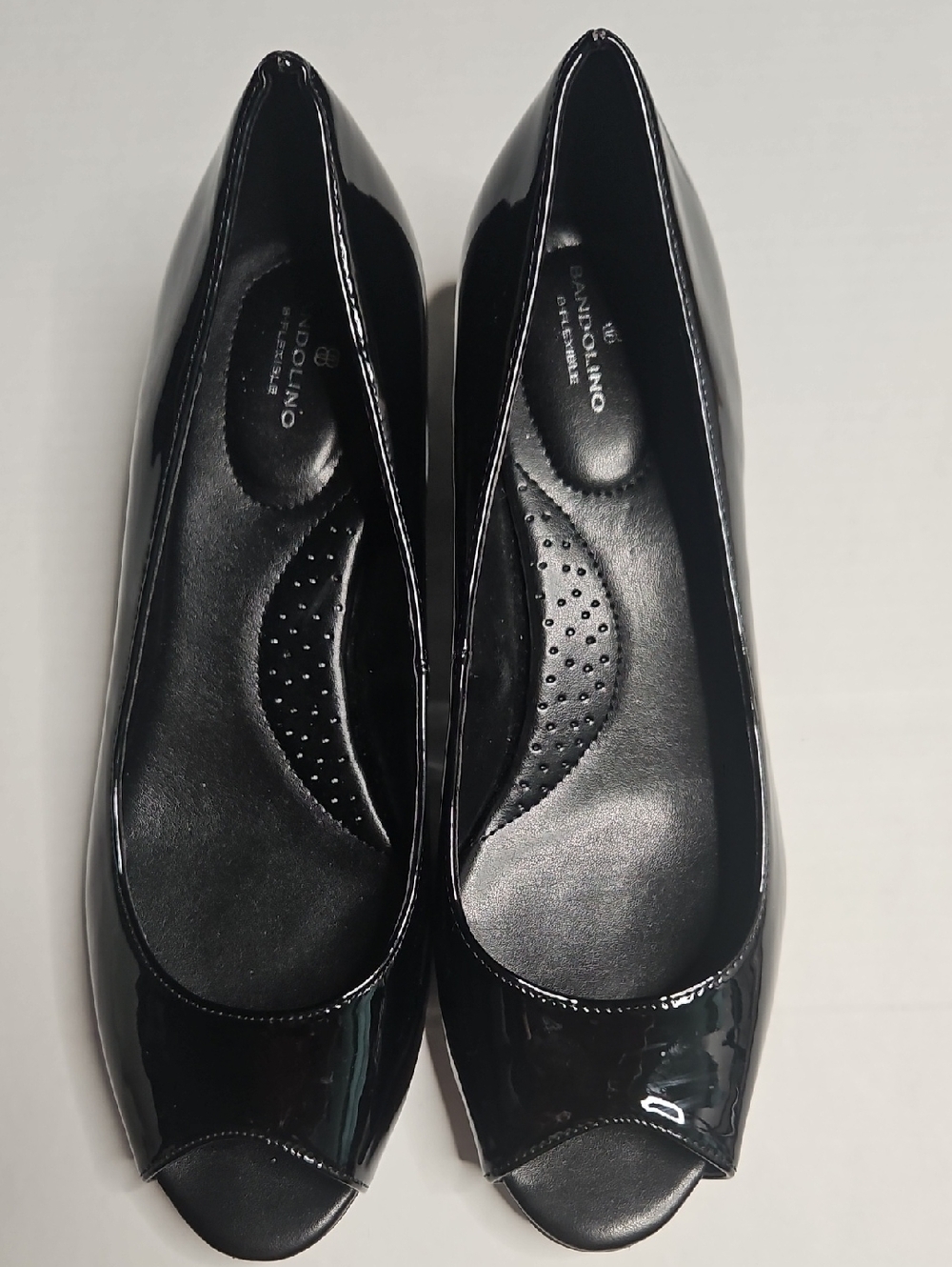 Bandolino Black Patent Peep Toe Flats